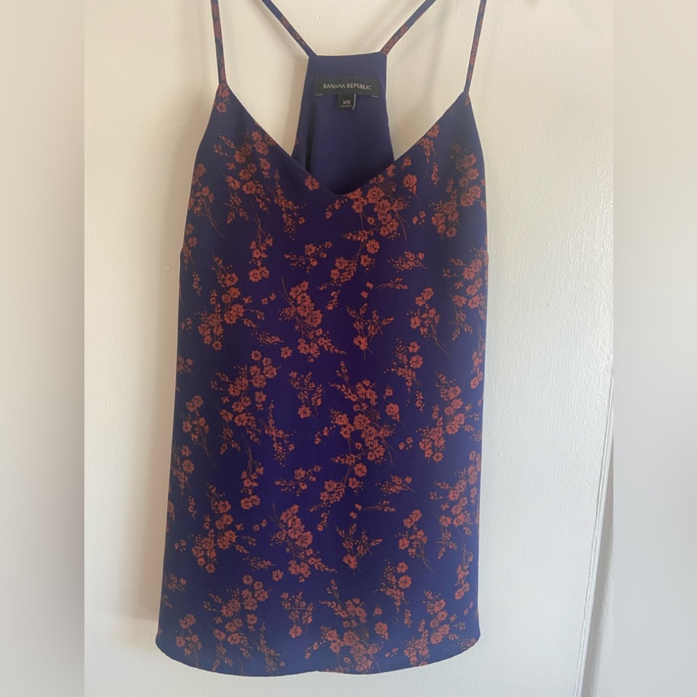 navy blue floral tank top
